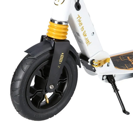 Baltas ir auksinis paspirtukas HM209T su diskiniu stabdžiu Nils Extreme