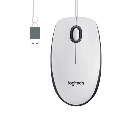 Baltos spalvos „Logitech M100“ pelė
