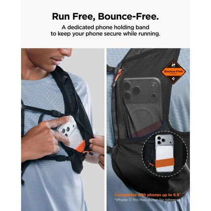 Bėgimo liemenė Spigen A721 Dynamic Shield ML su 500 ml minkštu gertuvės buteliuku – juoda