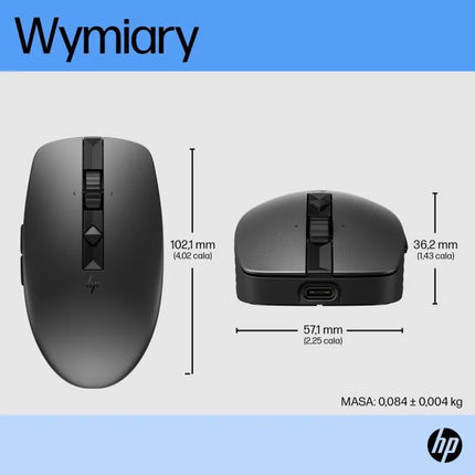 Belaidė įkraunama tylioji pelė HP 710, juoda, su baterija, 6E6F2AA