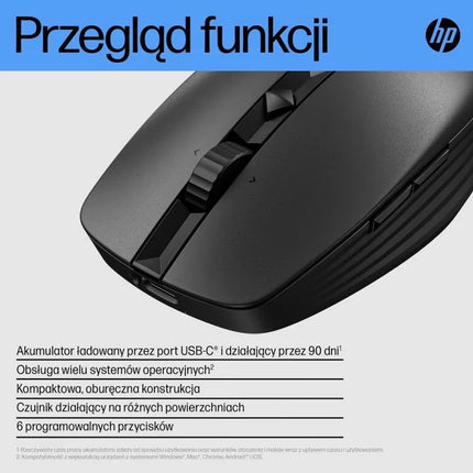 Belaidė įkraunama tylioji pelė HP 710, juoda, su baterija, 6E6F2AA
