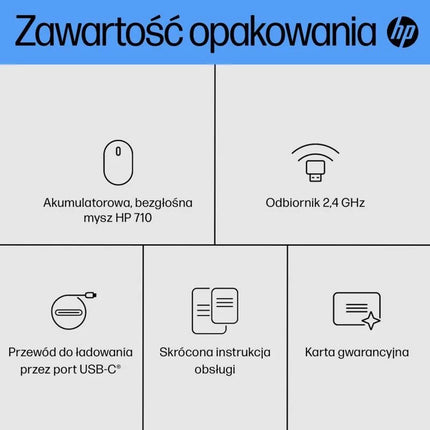 Belaidė įkraunama tylioji pelė HP 710, juoda, su baterija, 6E6F2AA