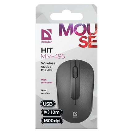 Belaidė pelė Defender HIT MM-495 RF OPTIC juoda 1600DPI 3P 52495