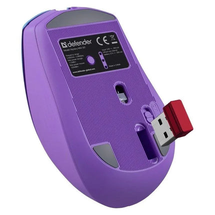 Belaidė pelė Defender Mystery Mouse MM-301 RF+BT, violetinė, 1600 dpi, 6 mygtukai