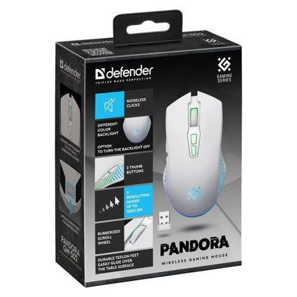 Belaidė pelė Defender Pandora GM-502 RF 3200DPI 7P, balta, 52502