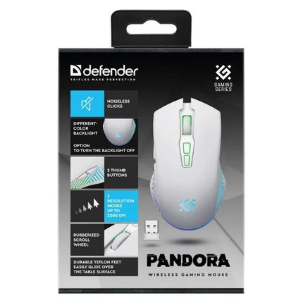 Belaidė pelė Defender Pandora GM-502 RF 3200DPI 7P, balta, 52502