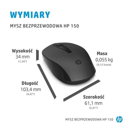 Belaidė pelė HP 150, juoda, 2S9L1AA