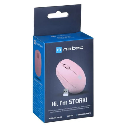 Belaidė pelė NATEC STORK 1600DPI, rožinė, NMY-2002
