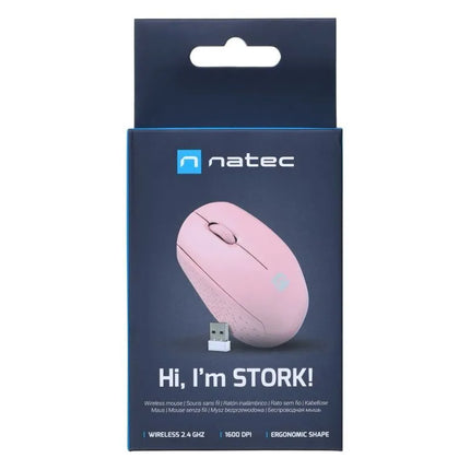 Belaidė pelė NATEC STORK 1600DPI, rožinė, NMY-2002