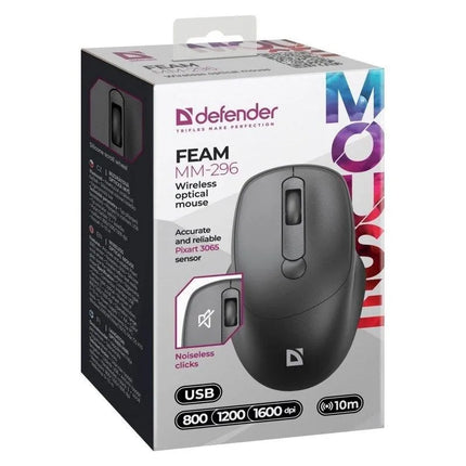 Belaidė tyli pelė Defender MM-296 RF, juoda