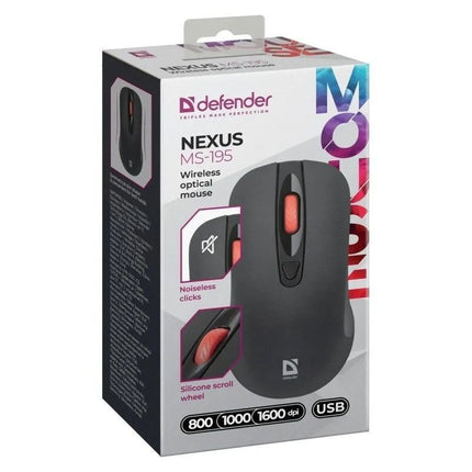 Belaidė tyli pelė Defender Nexus MS-195 RF, juoda
