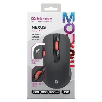 Belaidė tyli pelė Defender Nexus MS-195 RF, juoda