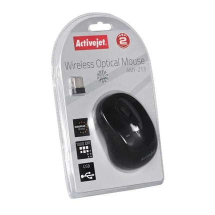 Belaidė USB pelė Activejet AMY-213 (optinė; 1600 DPI; juoda)