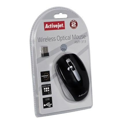 Belaidė USB pelė Activejet AMY-313 (optinė; 1200 DPI; juoda ir pilka)