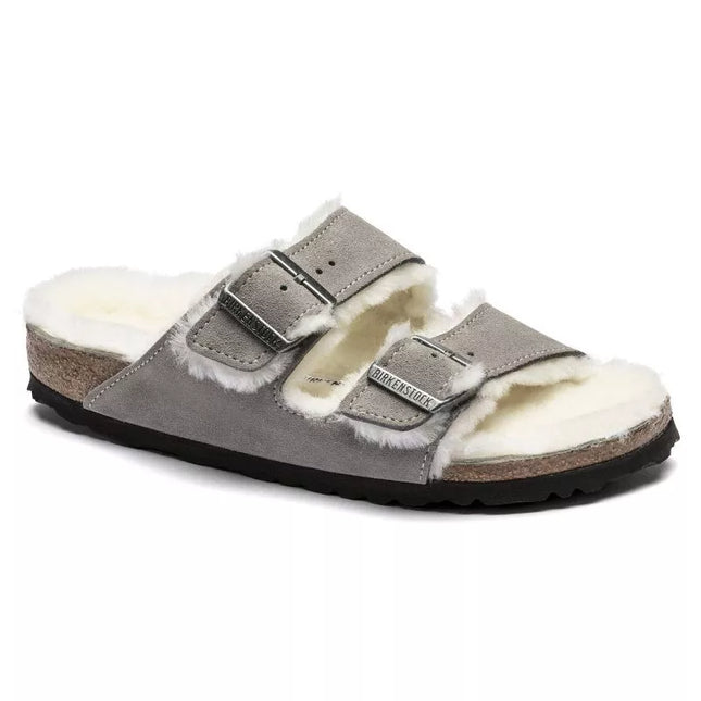 Birkenstock Arizona Shearling Stone Coin Suede su avikailosiais su avikailiais moterims/vyrams (1017402)