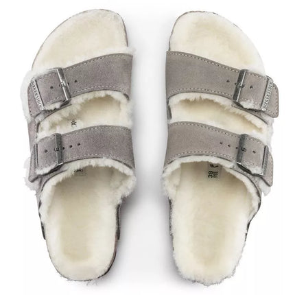 Birkenstock Arizona Shearling Stone Coin Suede su avikailosiais su avikailiais moterims/vyrams (1017402)
