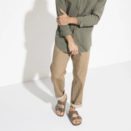 Birkenstock Arizona Soft Footbed Oiled Leather Siaurims Faded Khaki Šlepetės Siauriems Kojoms (1019377)