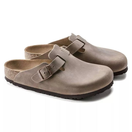 „Birkenstock Boston“ tabako rudos alyvuotos odos, reguliaraus ir plataus pločio moterims/vyrams (0960811)