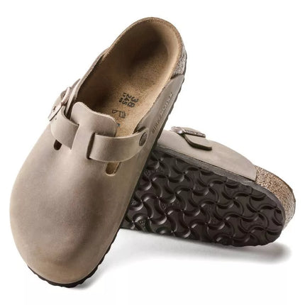 „Birkenstock Boston“ tabako rudos alyvuotos odos, reguliaraus ir plataus pločio moterims/vyrams (0960811)
