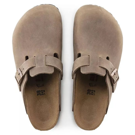 „Birkenstock Boston“ tabako rudos alyvuotos odos, reguliaraus ir plataus pločio moterims/vyrams (0960811)