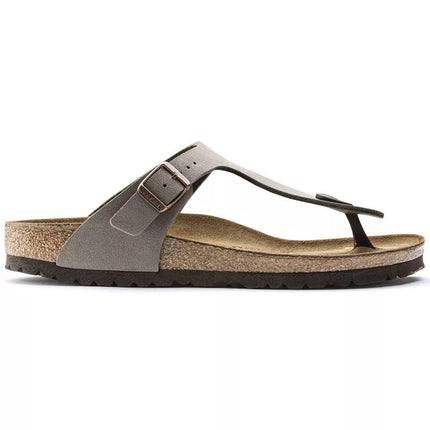 Birkenstock Gizeh Birko-Flor Nubuck Stone vyriškos šlepetės per pirštą, plati pėda, pilkos (43391)