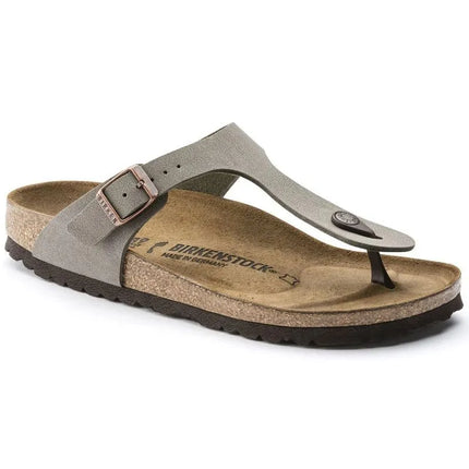 Birkenstock Gizeh Birko-Flor Nubuck Stone vyriškos šlepetės per pirštą, plati pėda, pilkos (43391)