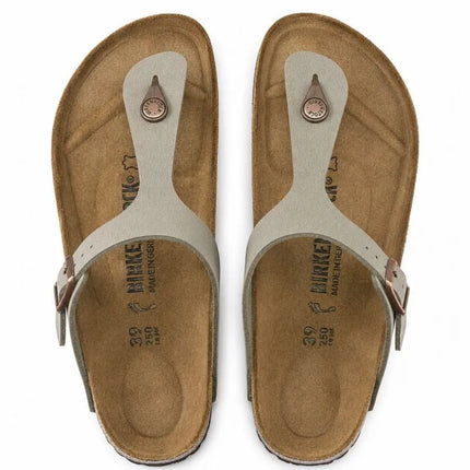 Birkenstock Gizeh Birko-Flor Nubuck Stone vyriškos šlepetės per pirštą, plati pėda, pilkos (43391)