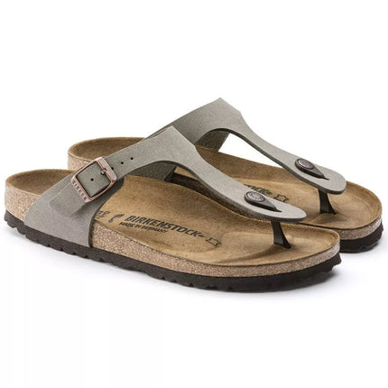 Birkenstock Gizeh Birko-Flor Nubuck Stone vyriškos šlepetės per pirštą, plati pėda, pilkos (43391)