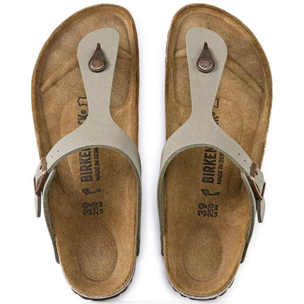 Birkenstock Gizeh Birko-Flor Nubuck Stone vyriškos šlepetės per pirštą, plati pėda, pilkos (43391)