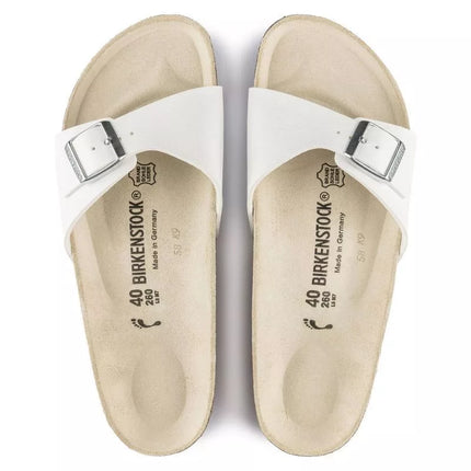 Birkenstock Madrid Birko-Flor Balta Balti Moteriškos Basutės, Įprastas Plotis (0040731)