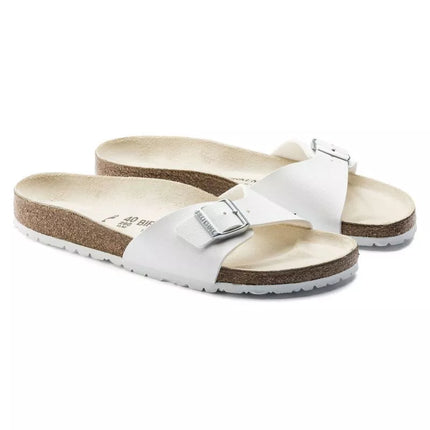 Birkenstock Madrid Birko-Flor Balta Balti Moteriškos Basutės, Įprastas Plotis (0040731)