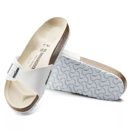 Birkenstock Madrid Birko-Flor Balta Balti Moteriškos Basutės, Įprastas Plotis (0040731)