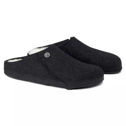 Birkenstock Zermatt Antracito spalvos vilnos veltinio šlepetės su pašiltinimu moterims/vyrams, įprasto pločio (1015090)