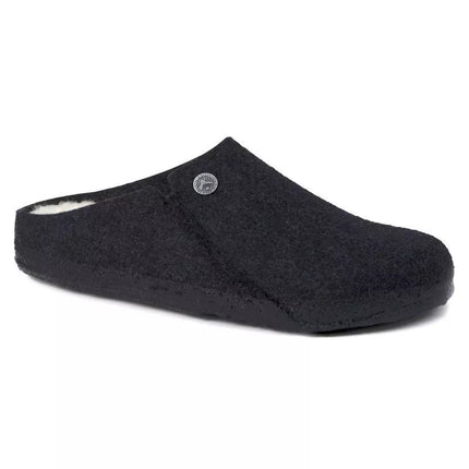 Birkenstock Zermatt Antracito spalvos vilnos veltinio šlepetės su pašiltinimu moterims/vyrams, įprasto pločio (1015090)