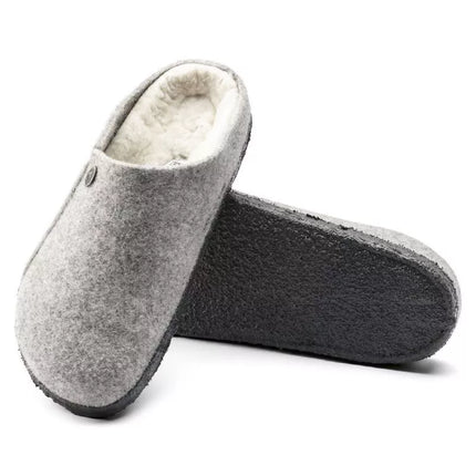 Birkenstock Zermatt Šviesiai pilkos vilnos veltinio šiltintos vyriškos/moteriškos šlepetės Reguliarus Platus (1015092)