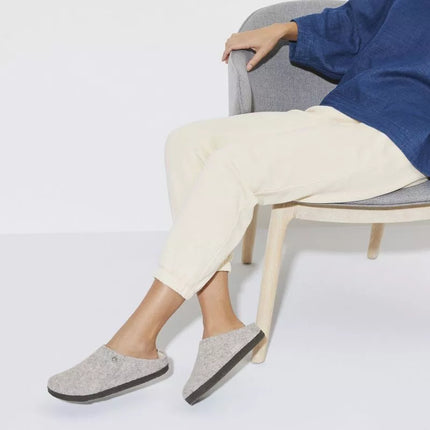 Birkenstock Zermatt Šviesiai pilkos vilnos veltinio šiltintos vyriškos/moteriškos šlepetės Reguliarus Platus (1015092)
