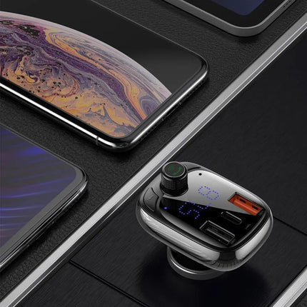 „Bluetooth“ siųstuvas / automobilinis įkroviklis „Baseus S-13“ (Overseas Edition) – juodas