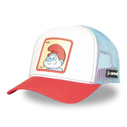 Capslab Smurfai tėčio Smurfo „trucker“ stiliaus kepurė su snapeliu – CL/SMU/1/CT/PAPAB