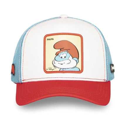Capslab Smurfai tėčio Smurfo „trucker“ stiliaus kepurė su snapeliu – CL/SMU/1/CT/PAPAB