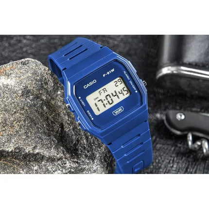CASIO unisex laikrodis F-91WB-2A1EF + DĖŽUTĖ