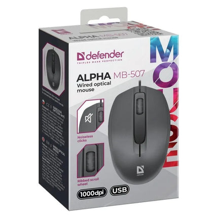 „Defender“ pelė „Alpha MB-507 Silent“, juoda, 1000 dpi, 3 mygtukai