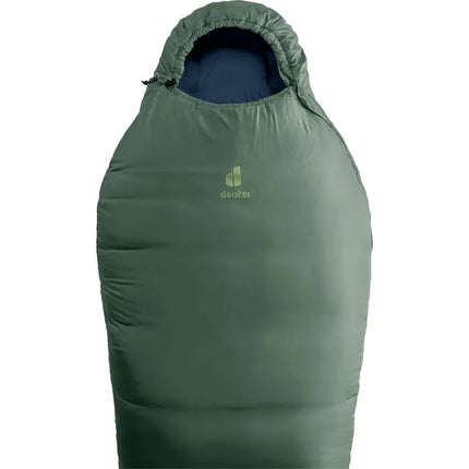 „Deuter Orbit SL 0°C/32°F“ suaugusiųjų mumijos formos miegmaišis, audinys – polietileno sulfonatas (PES), „Ripstop“ žalias