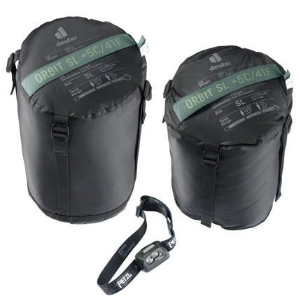 Deuter Orbit SL +5C/41F suaugusiųjų mumijos formos miegmaišis, audinys: polietileno sulfonatas (PES), „Ripstop“, žalias