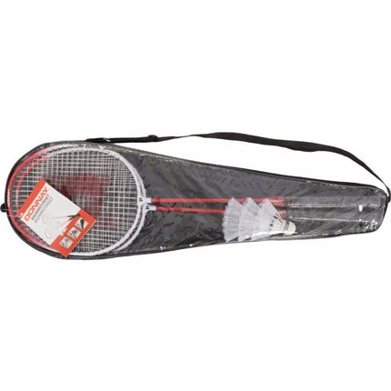 DONNAY 6 viename raudonas badmintono komplektas su dėklu
