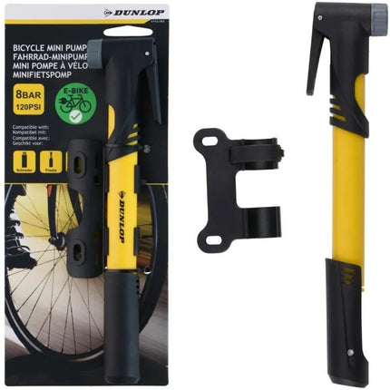 DUNLOP mini dviračio pompa 120psi (8bar), geltona