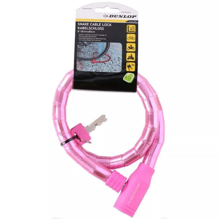 DUNLOP ROŽINIS SPIRALINIS DVIRAČIO UŽRAKTAS SU RAKTU, APDAILA, 18MMx80CM