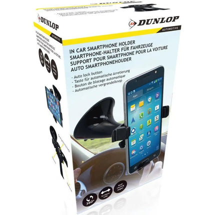 DUNLOP Universalus automobilinio telefono laikiklis, 360 laipsnių pasukimas, su siurbtuku