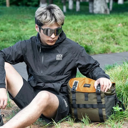 Dviračio vairo krepšys Rockbros W019, 13,5–24 l – žalia ir oranžinė
