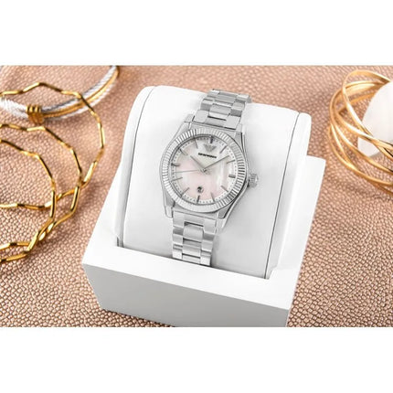 EMPORIO ARMANI AR11723 moteriškas trijų rodyklių laikrodis + DĖŽUTĖ
