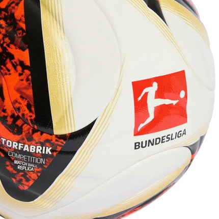 Futbolo kamuolys adidas Bundesliga 26/27 Torfabrik Competition baltas-oranžinis-auksinis KG6045